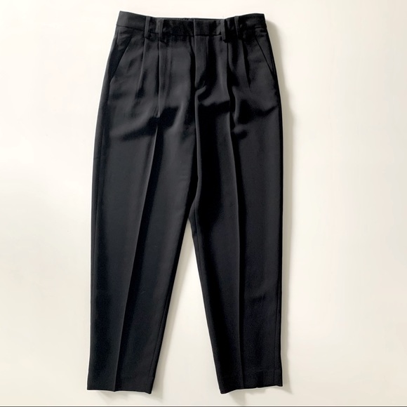 Black Slim-Fit Pleated Trousers Cigarette Pants - Picture 1 of 5